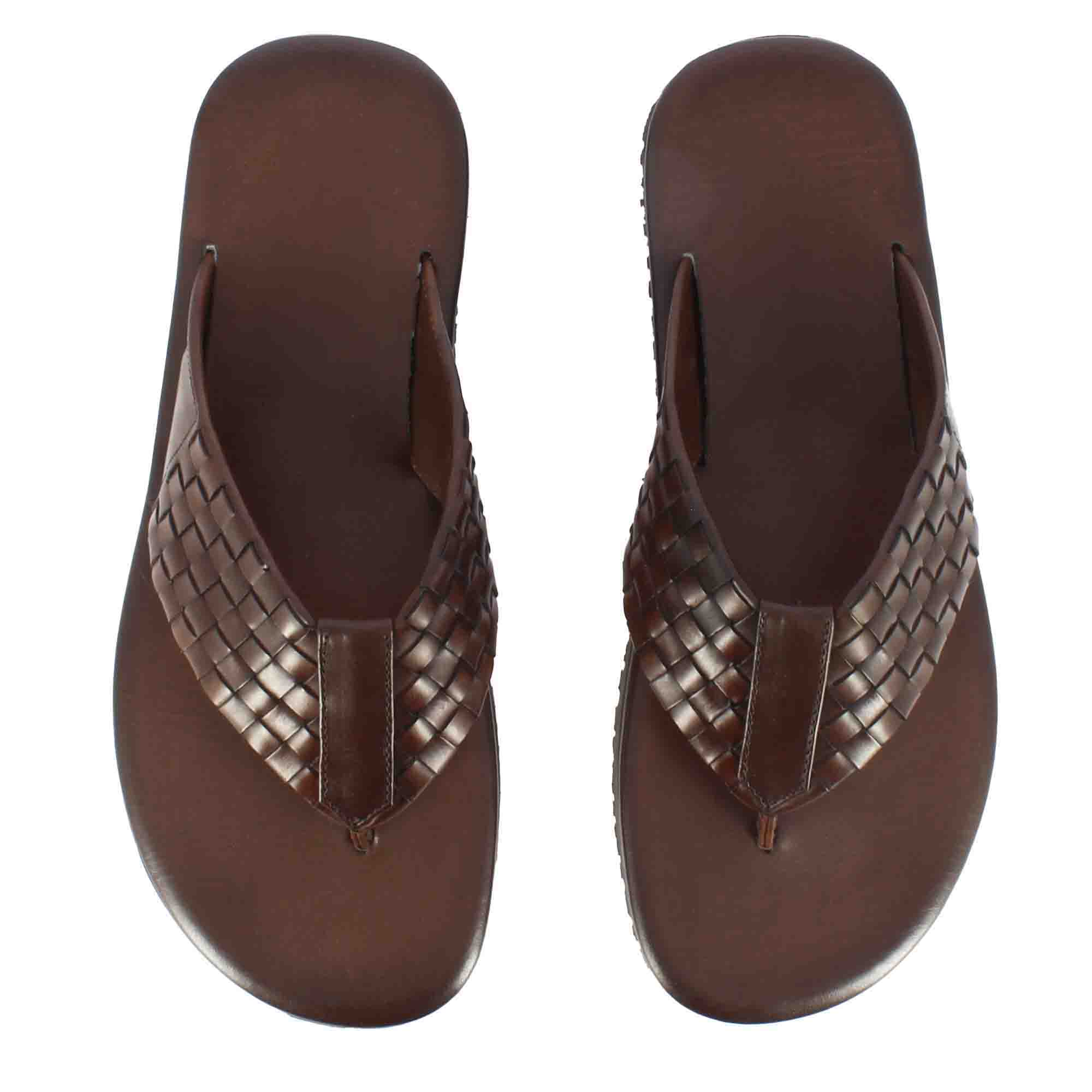 Handmade brown braided leather Slip on
