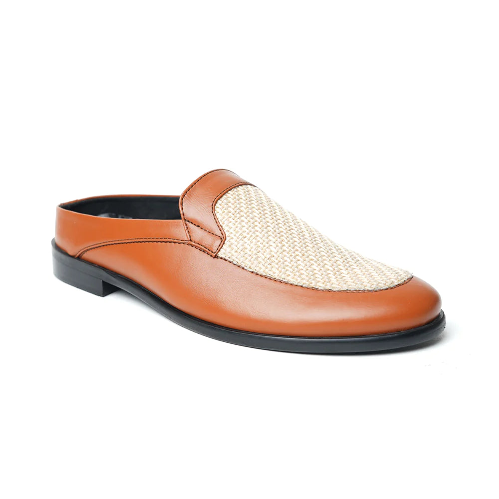 Half Mule Shoes - Tan/Beige Leather