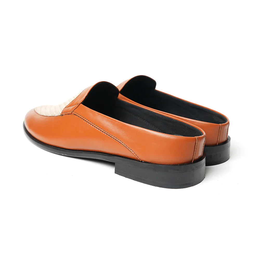 Half Mule Shoes - Tan/Beige Leather