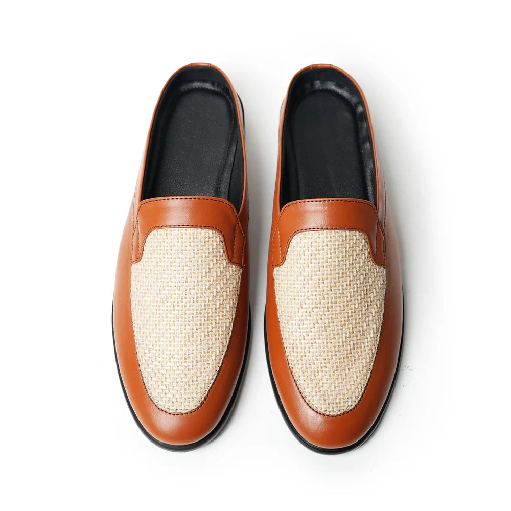 Half Mule Shoes - Tan/Beige Leather