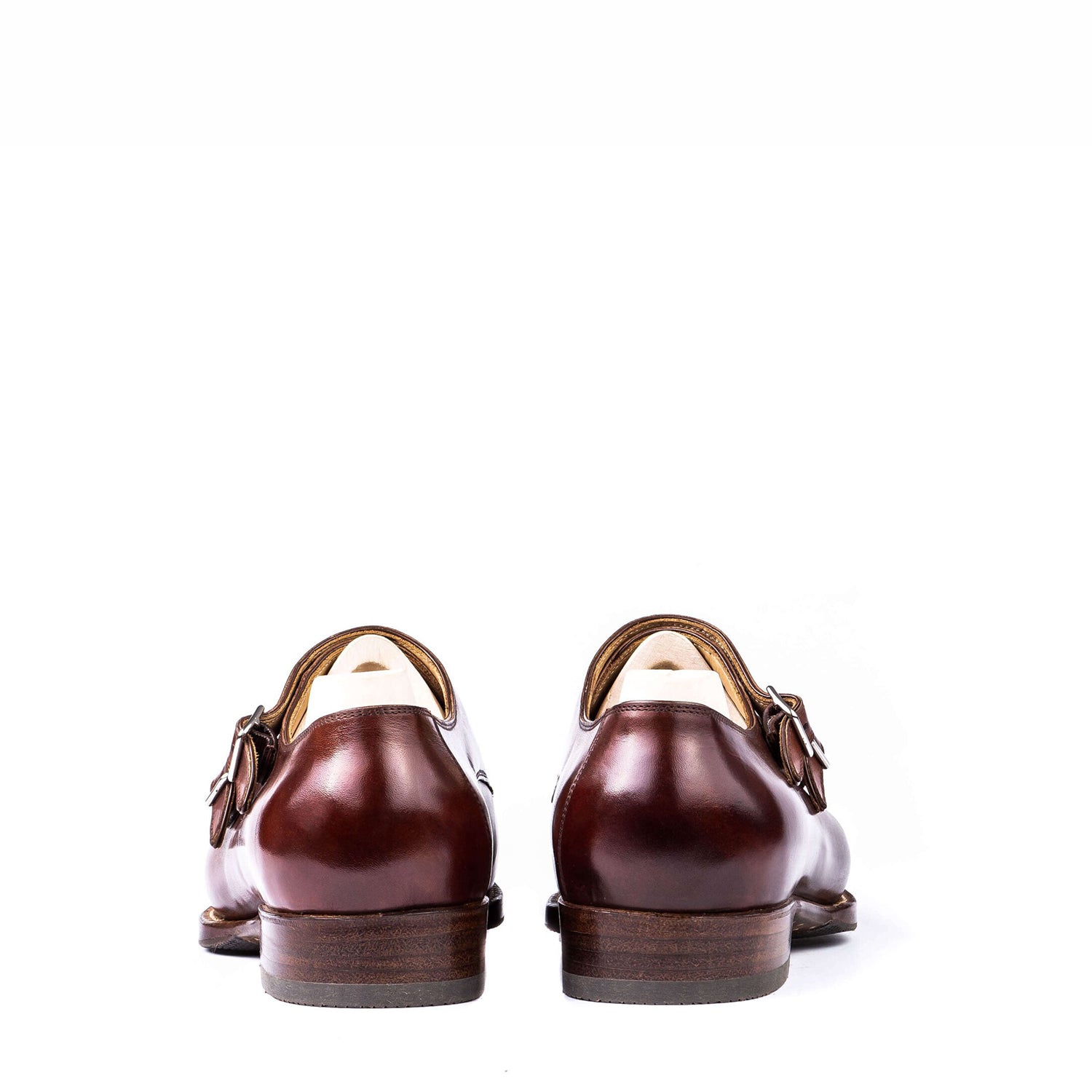 Men Leather Double Monk Straps Slip-On Shoe