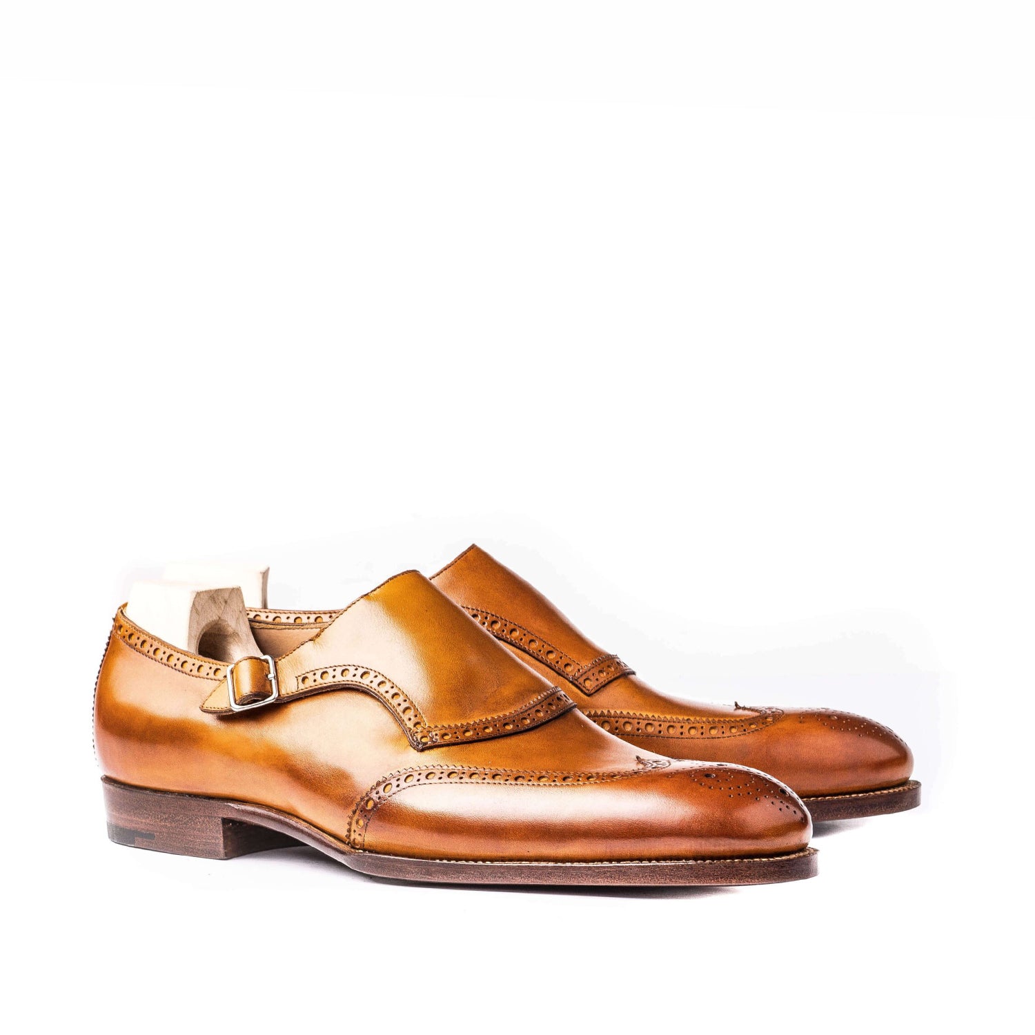Classic Shiny Leather Single Monk Straps Shoe