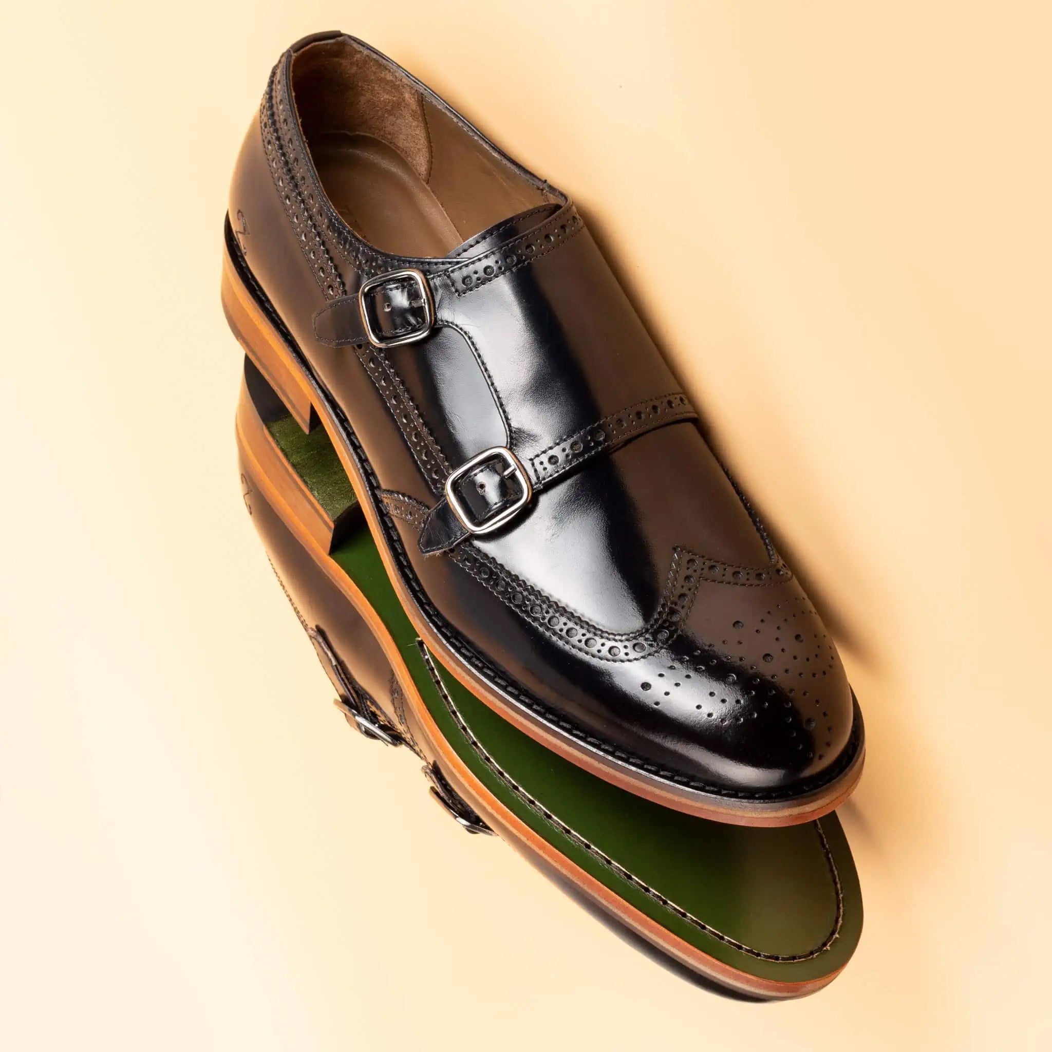 Nera Men's Genuine Leather Double Monkstrap Shoes