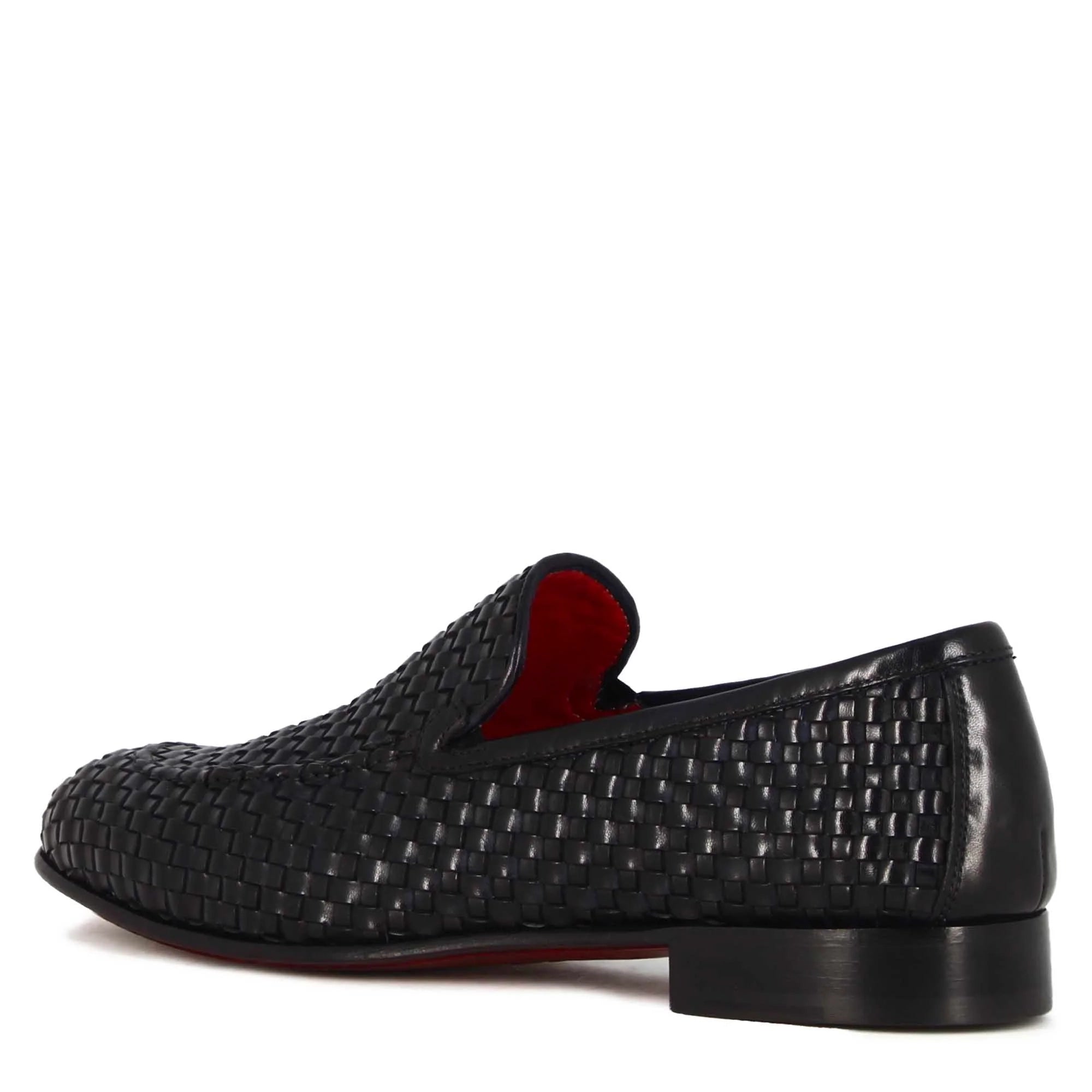 Black Woven Leather Loafer