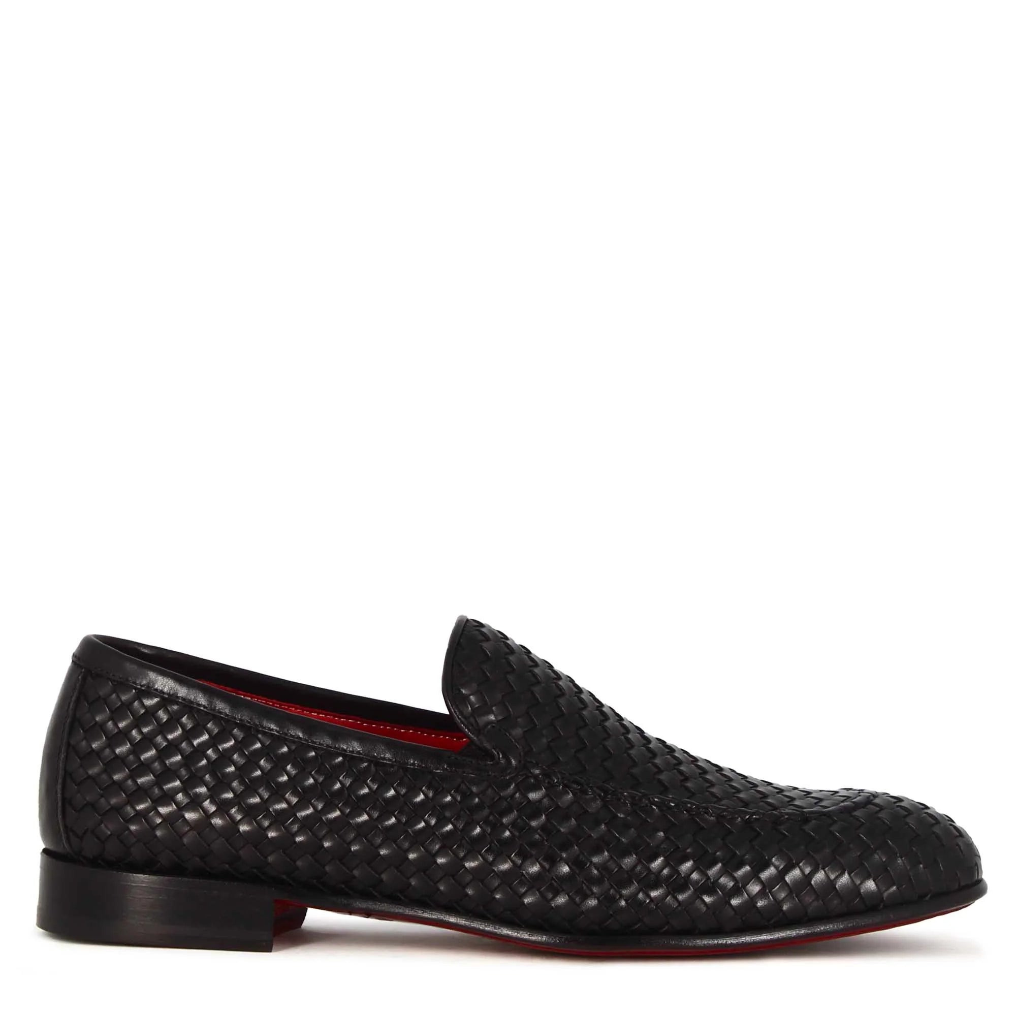 Classic Black Woven Leather Moccasin