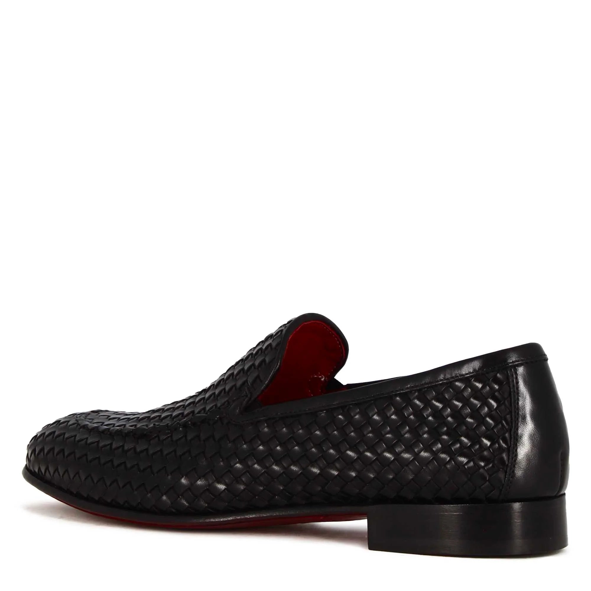 Classic Black Woven Leather Moccasin