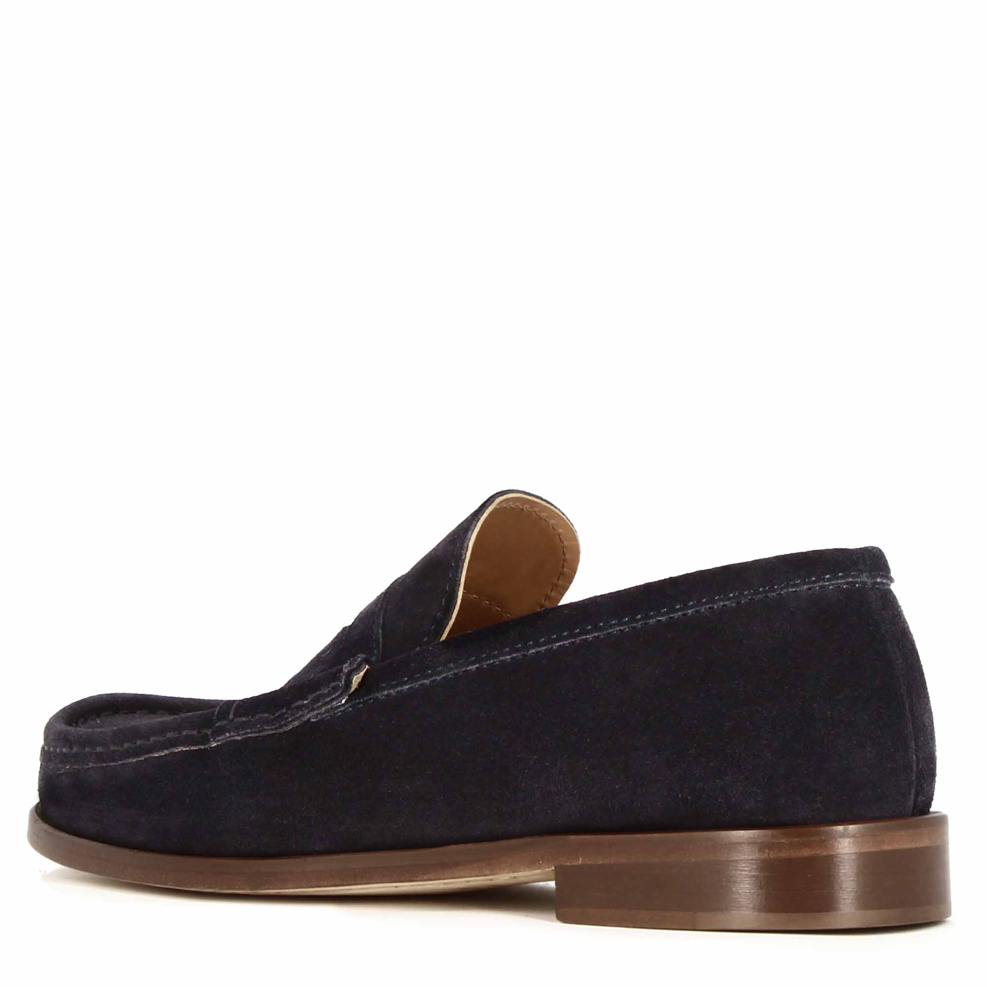 Navy suede leather loafer