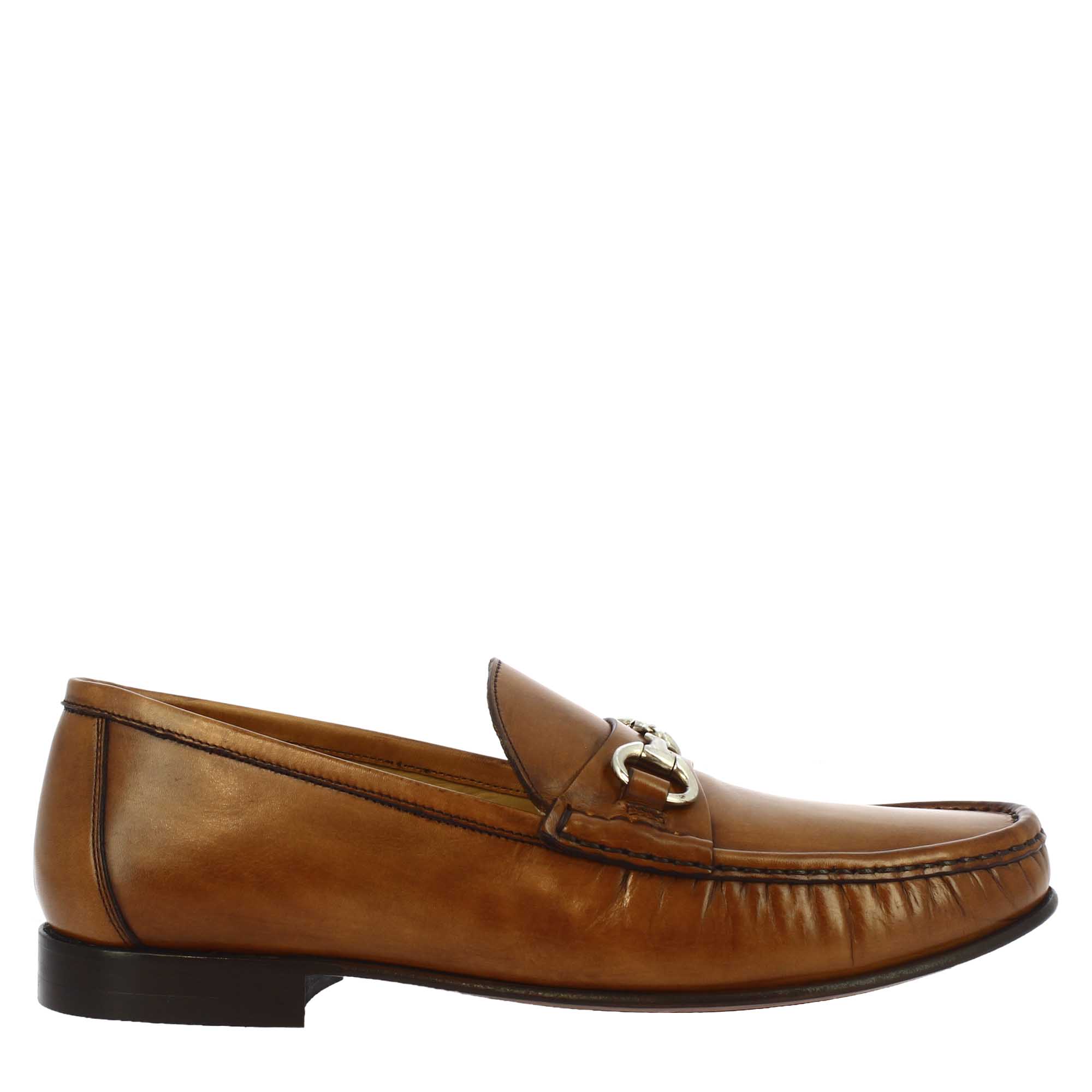 Handmade men's loafers in brown calf LEATHER