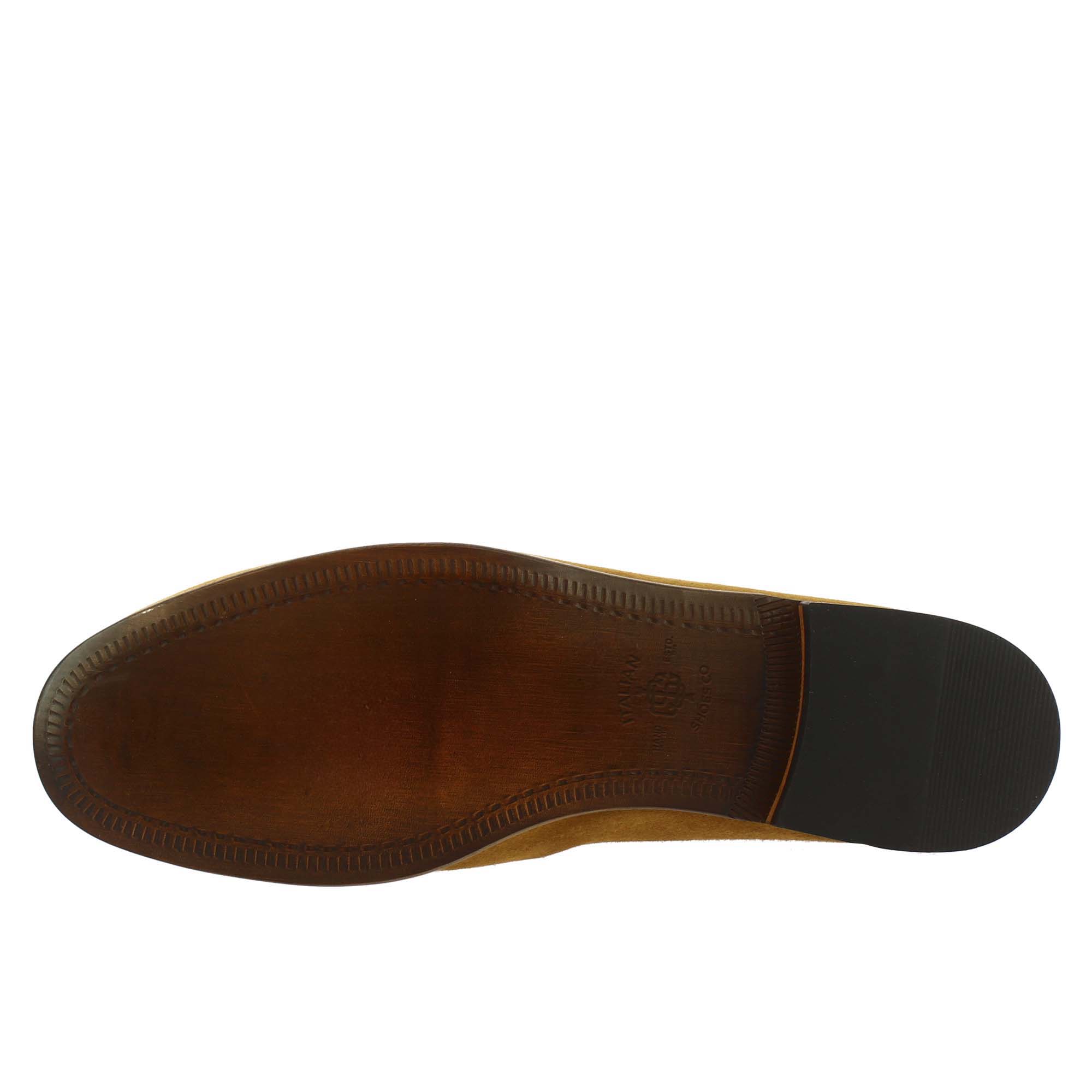 slip-on loafers in brown suede leather