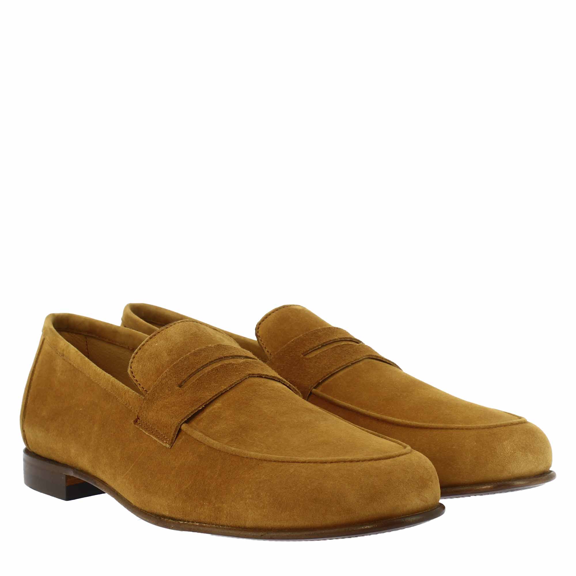 slip-on loafers in brown suede leather