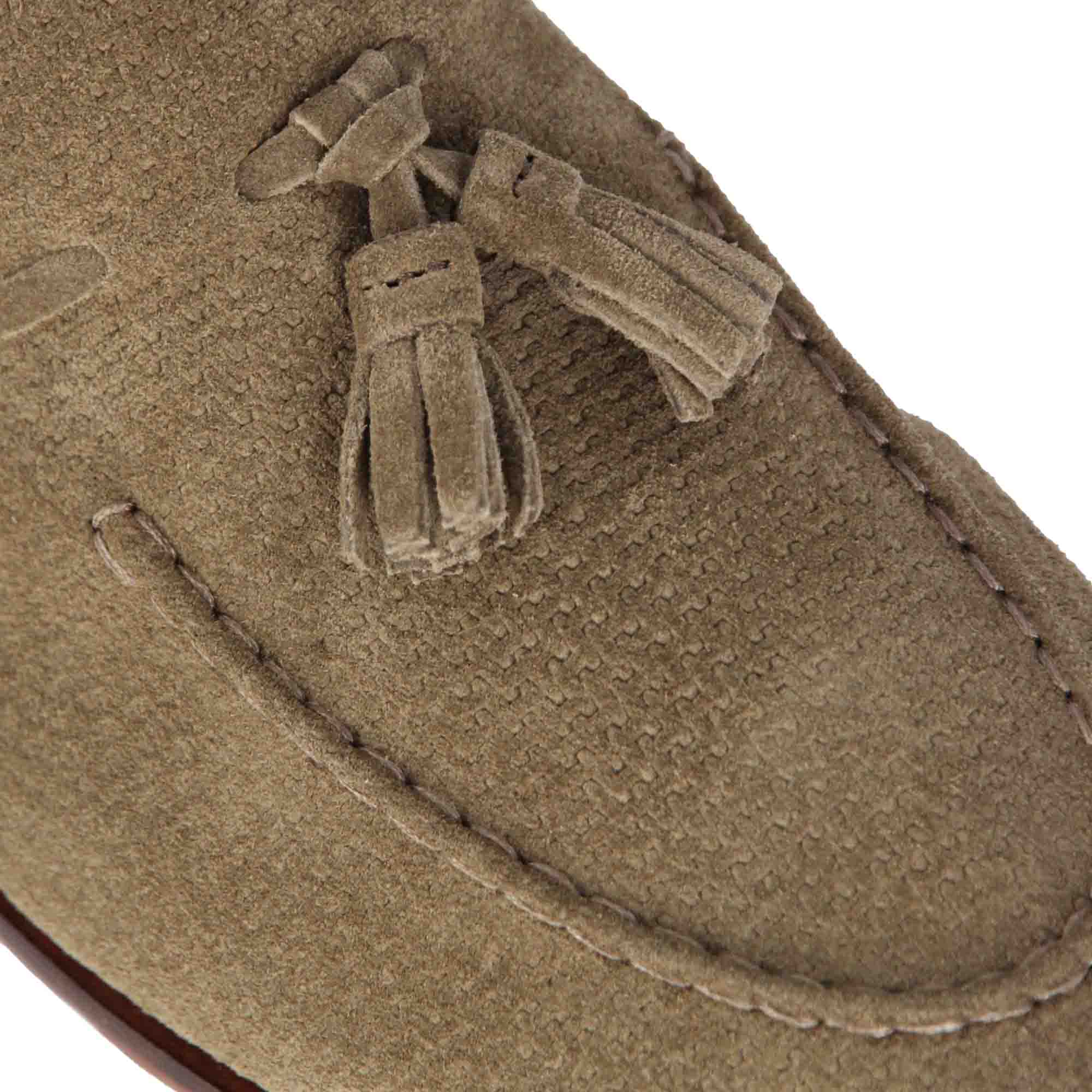 Suede Moccasin with Beige Tassels