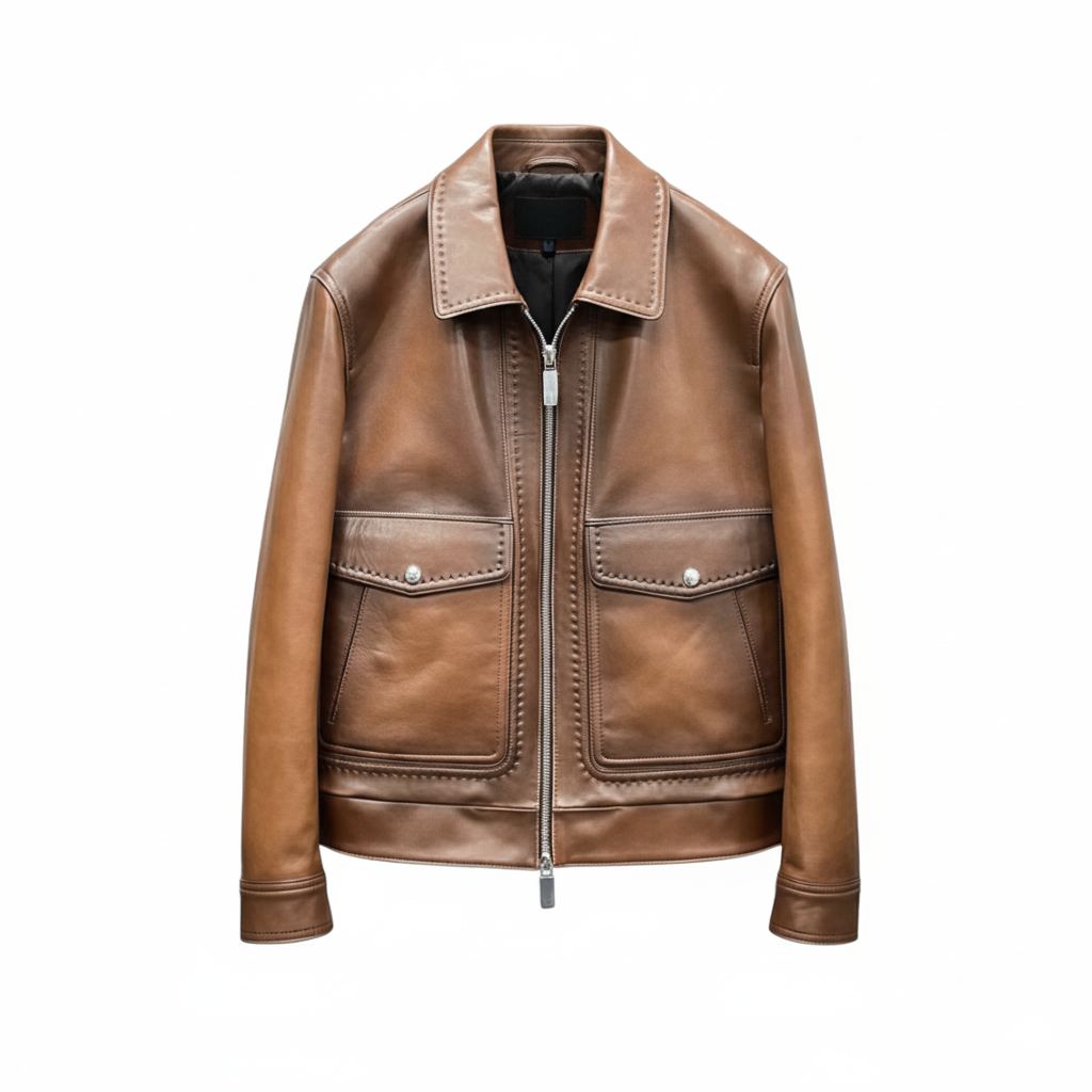 Cognac Leather Classic Field Jacket
