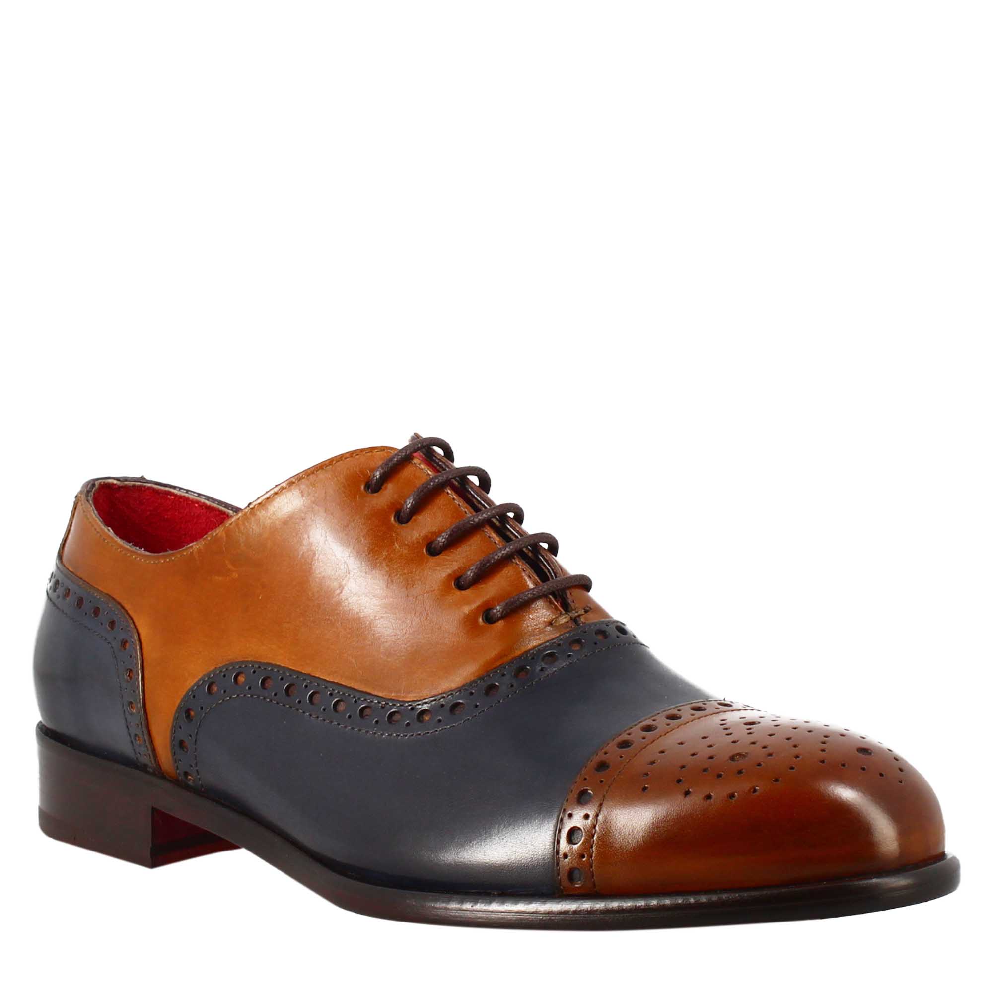 Semi Brogue Leather Oxford Shoes For Men