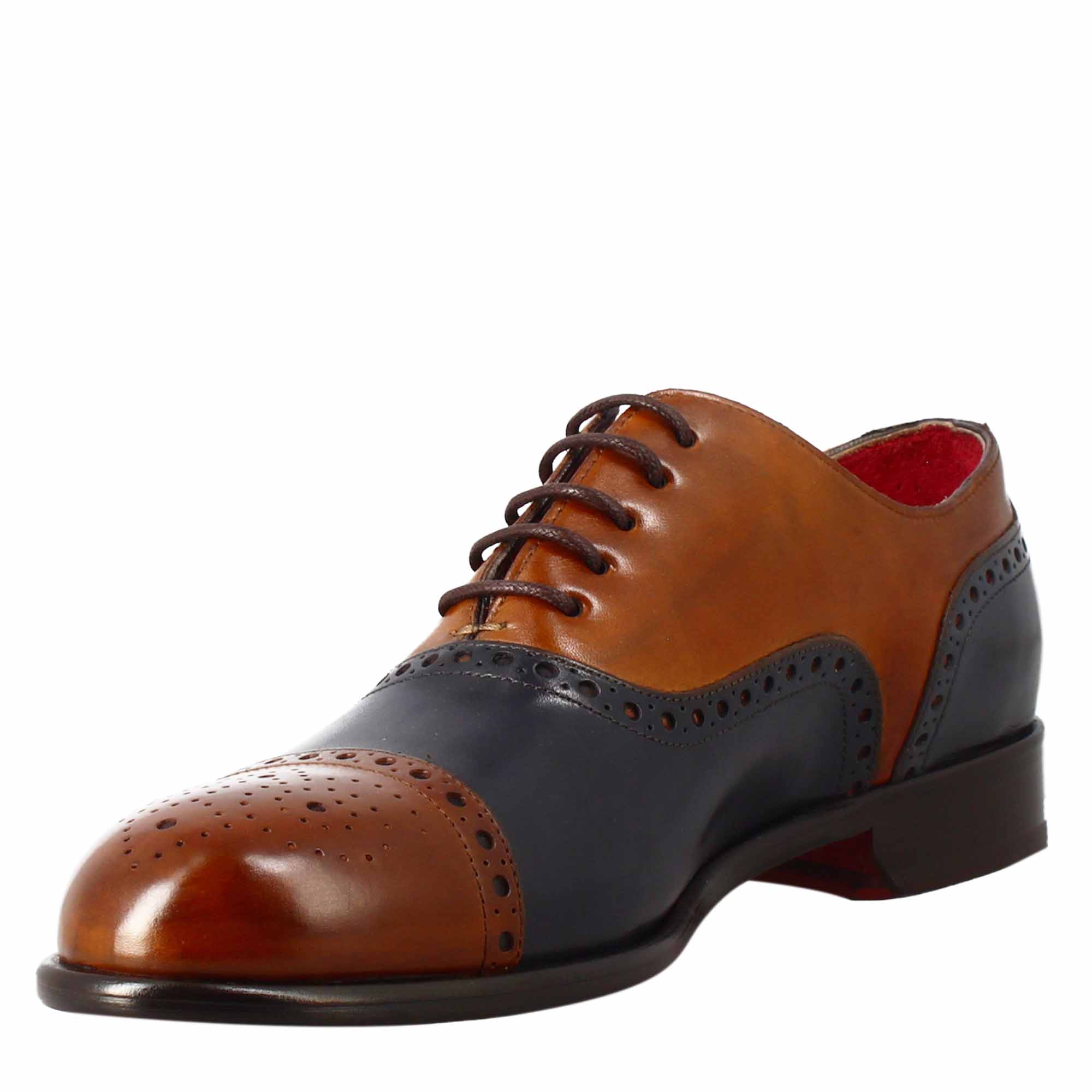 Semi Brogue Leather Oxford Shoes For Men