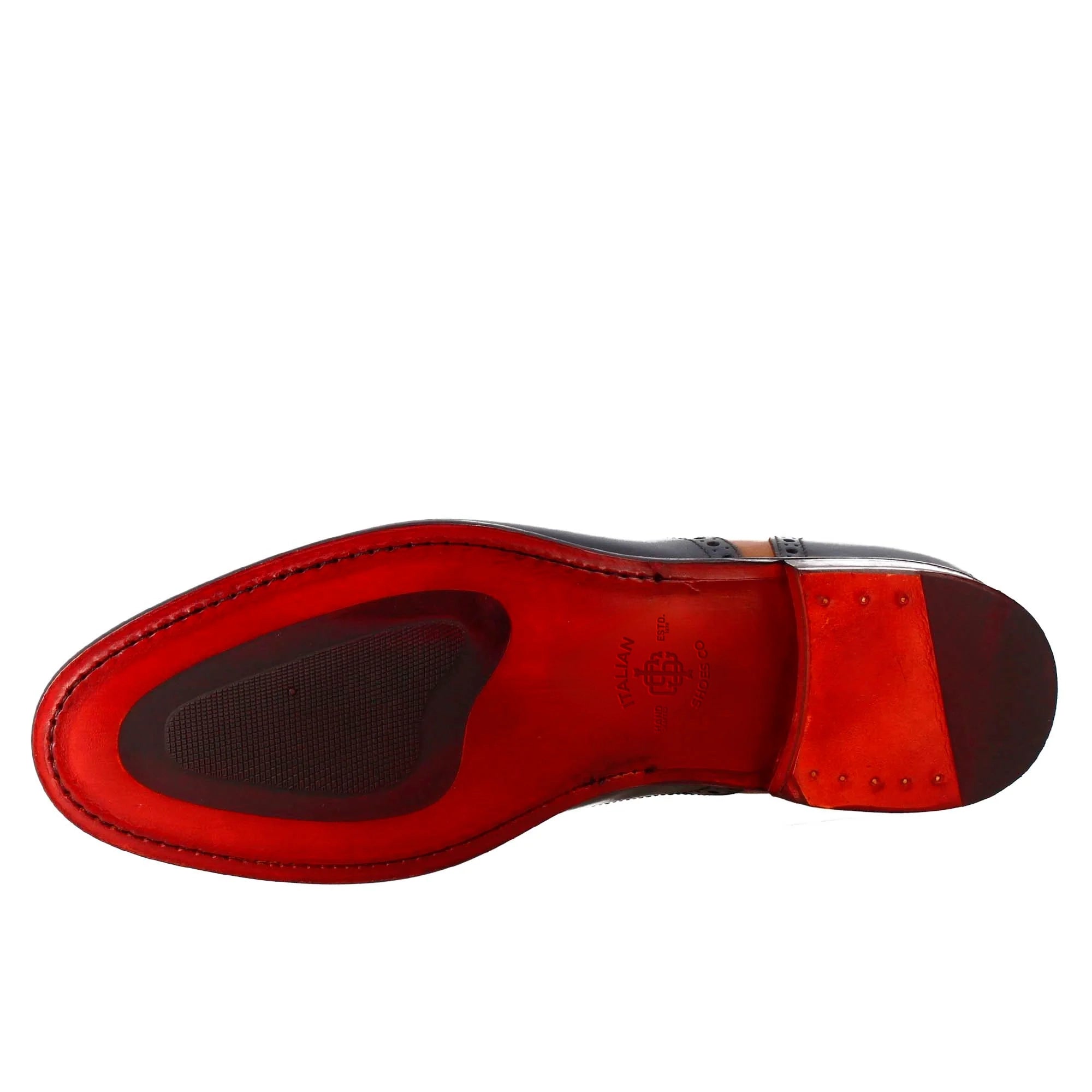 Semi Brogue Leather Oxford Shoes For Men