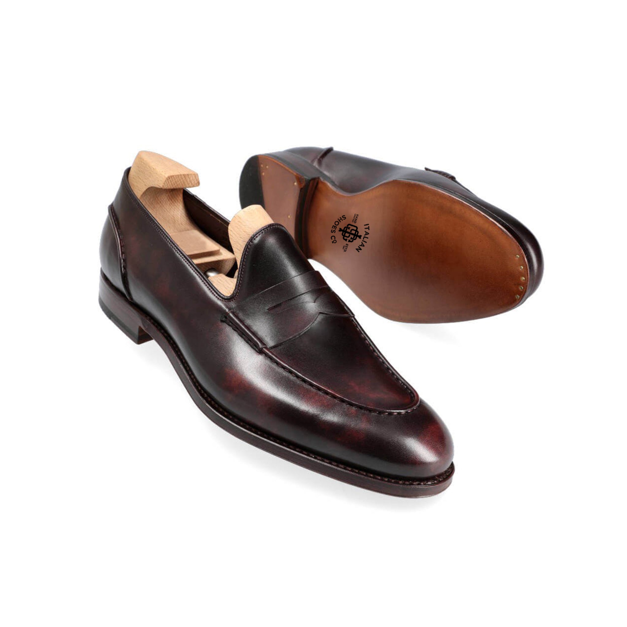 Burgundy Penny Loafers for Men's