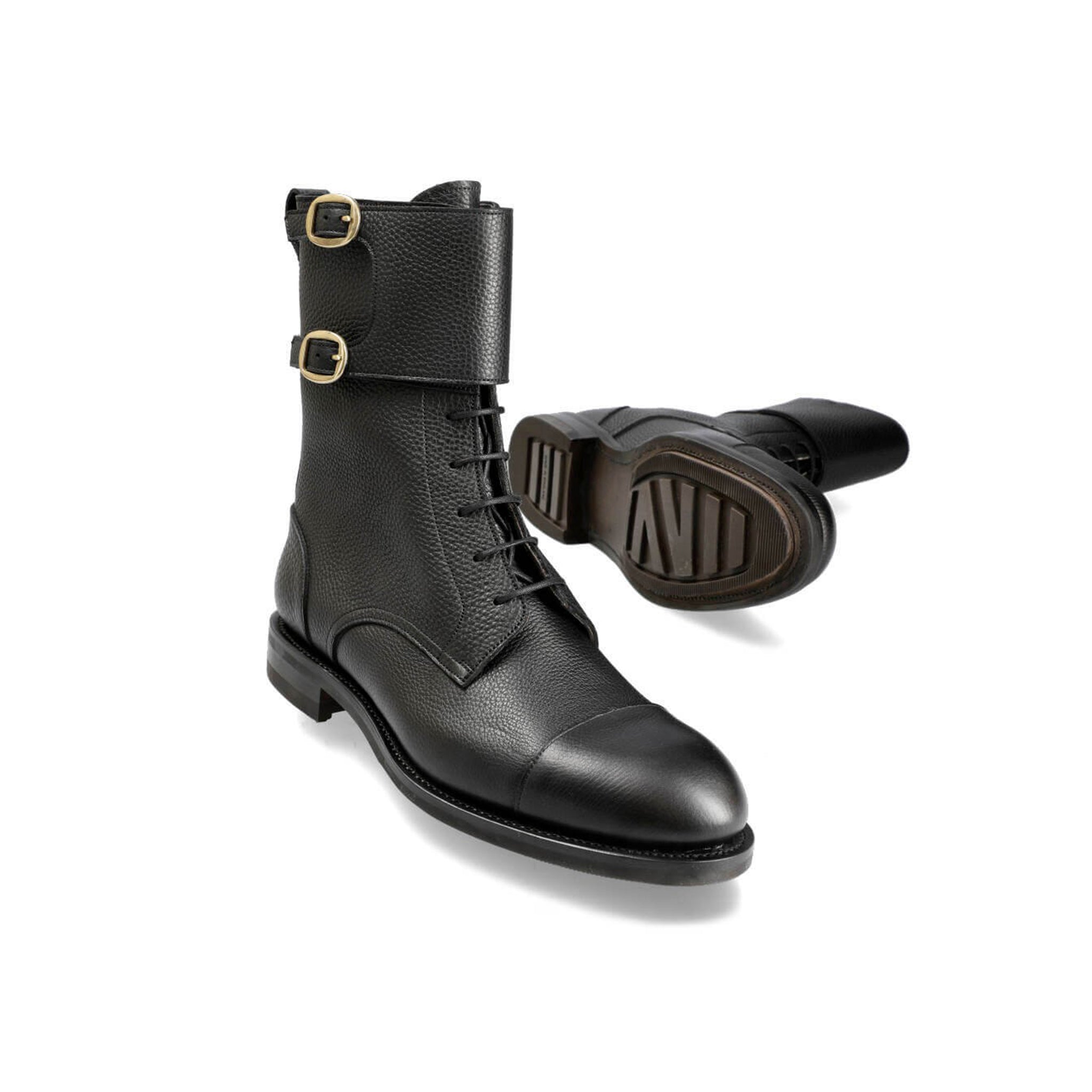 Plain Toe Double Monk Strap Boots