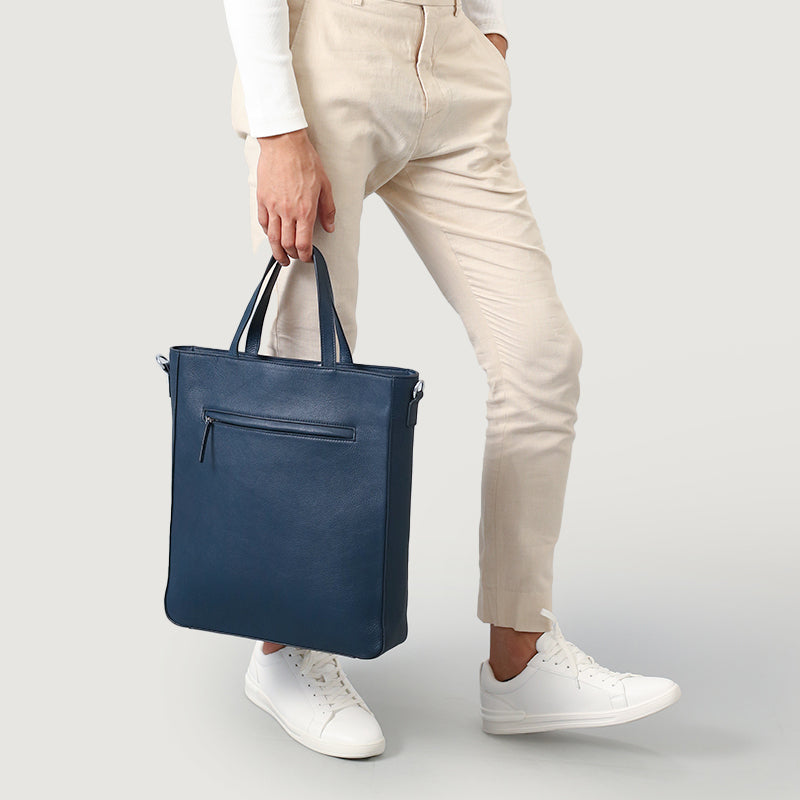 The Poet Leather Tote Grey Bag