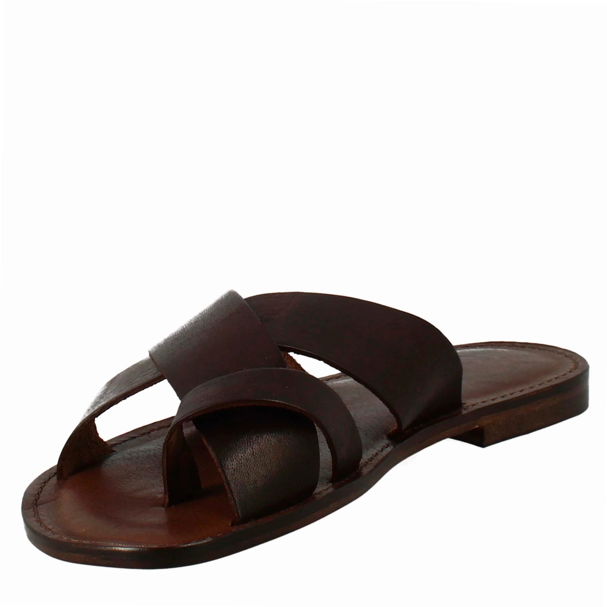 Coffee brown leather gladiator sandals