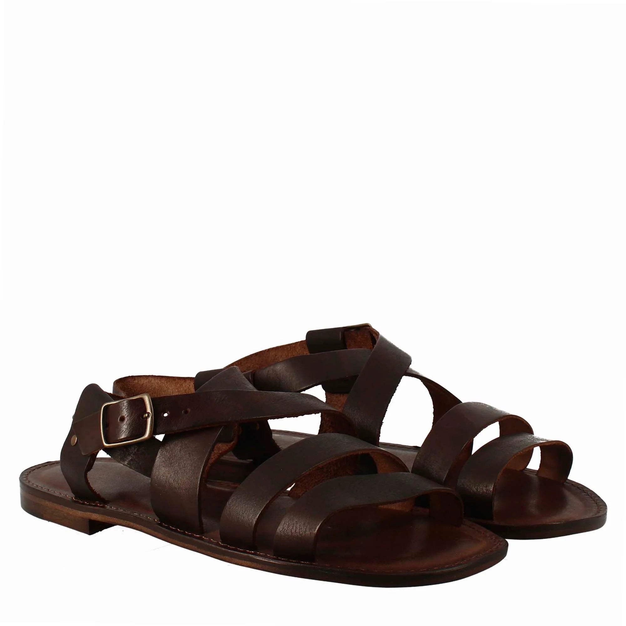 Brown Leather Gladiator Sandals for Men