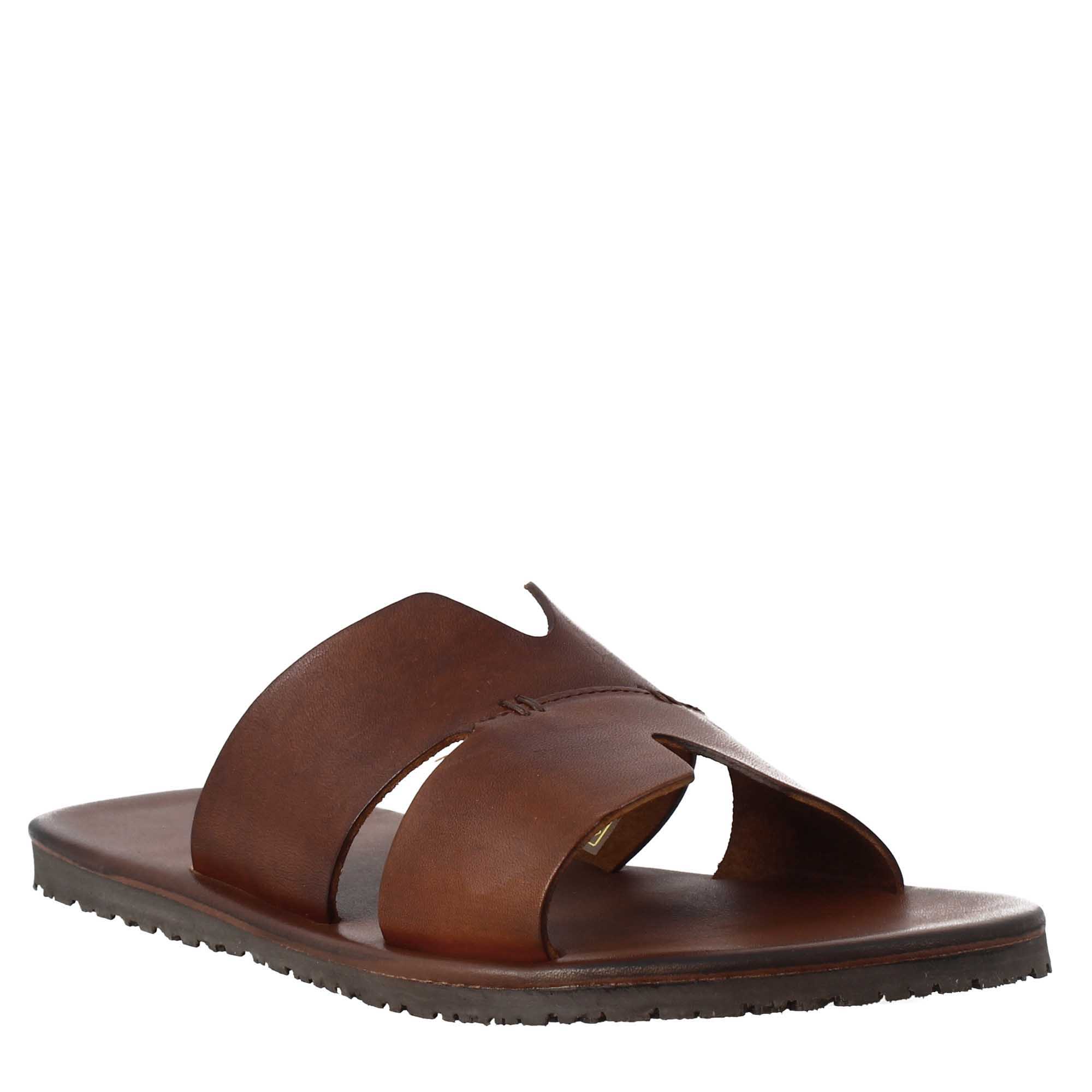 Brown Leather Handmade Slip on