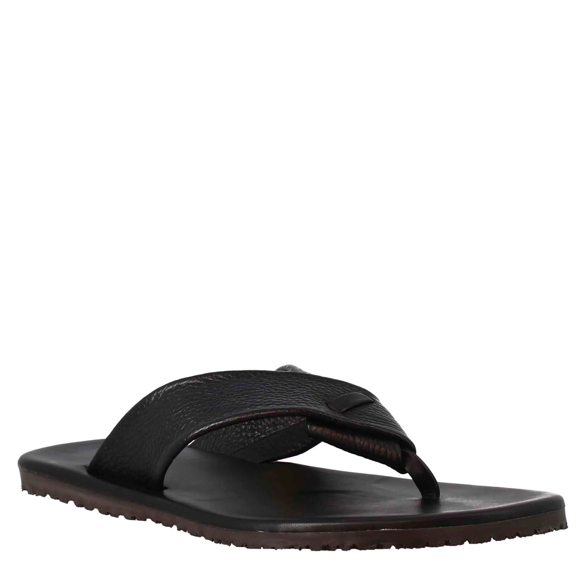 Men's Black Leather Thong Sandals