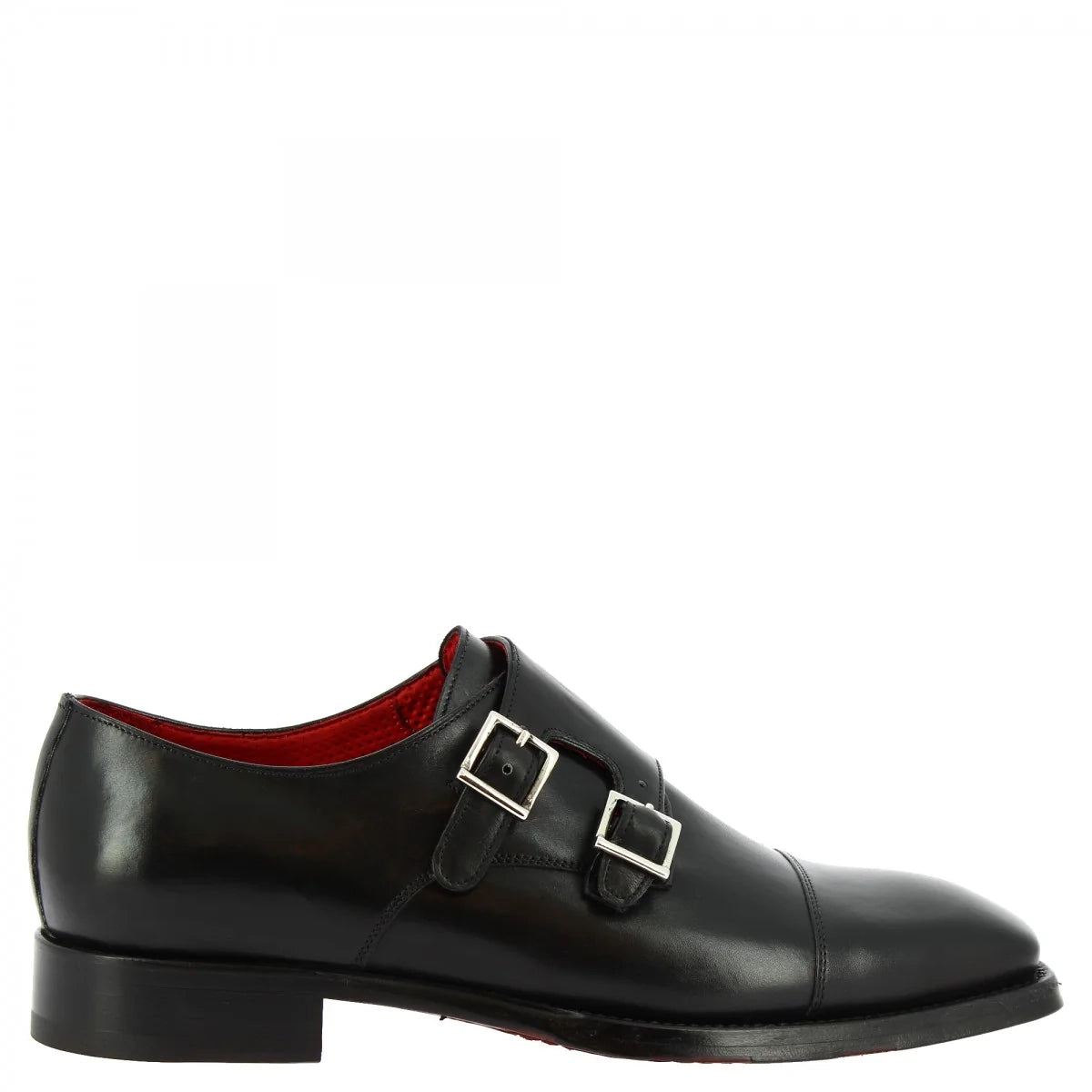 Black Calf Leather Double Buckle Dress Shoes