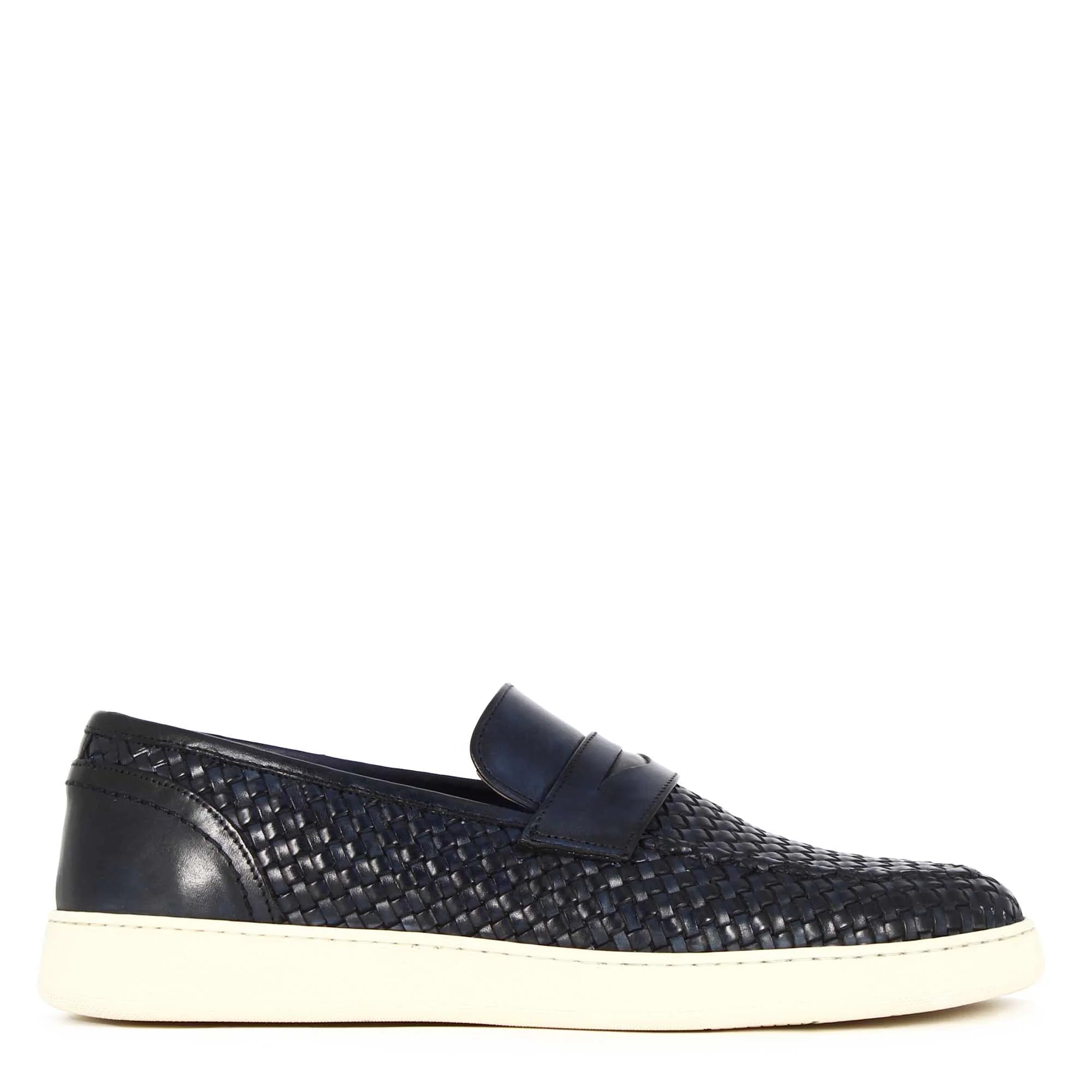 Men's Sneaker In Blue Woven Leather