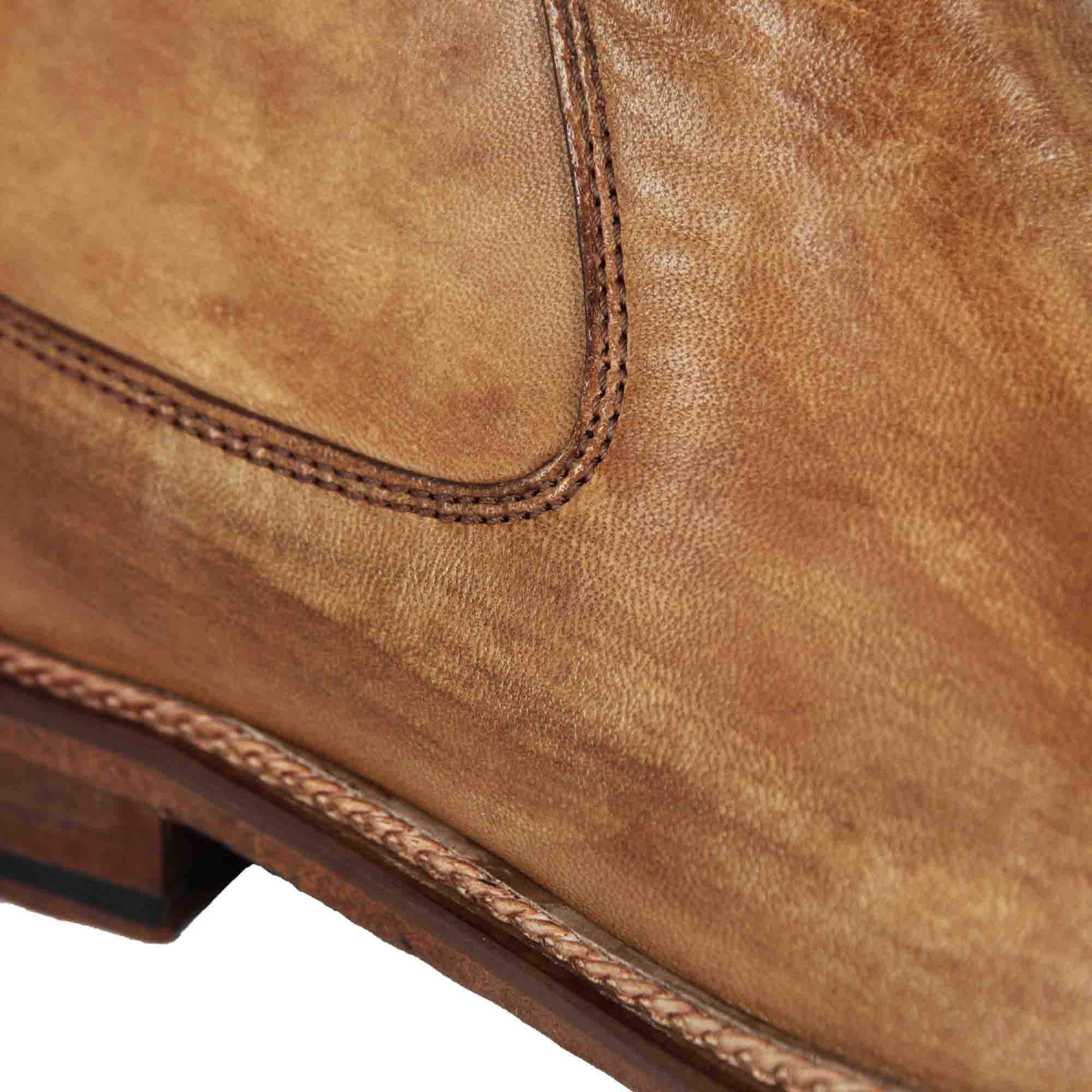 Handmade Light Brown Leather Ankle Boots