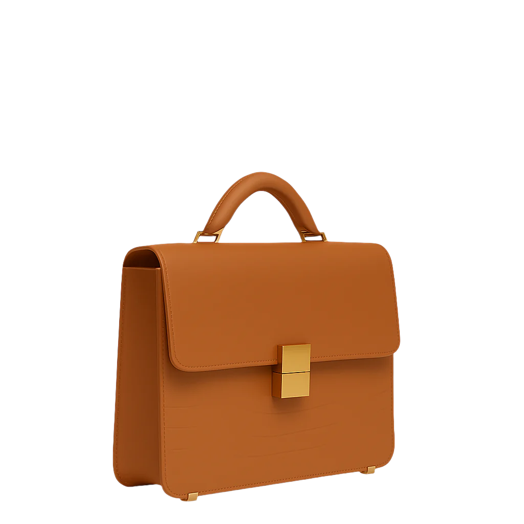 Luxurious Tan Crocodile Textured Briefcase