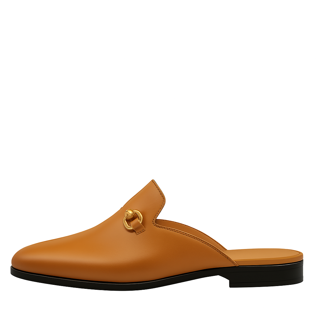 Plain Design Leather Mule Tan