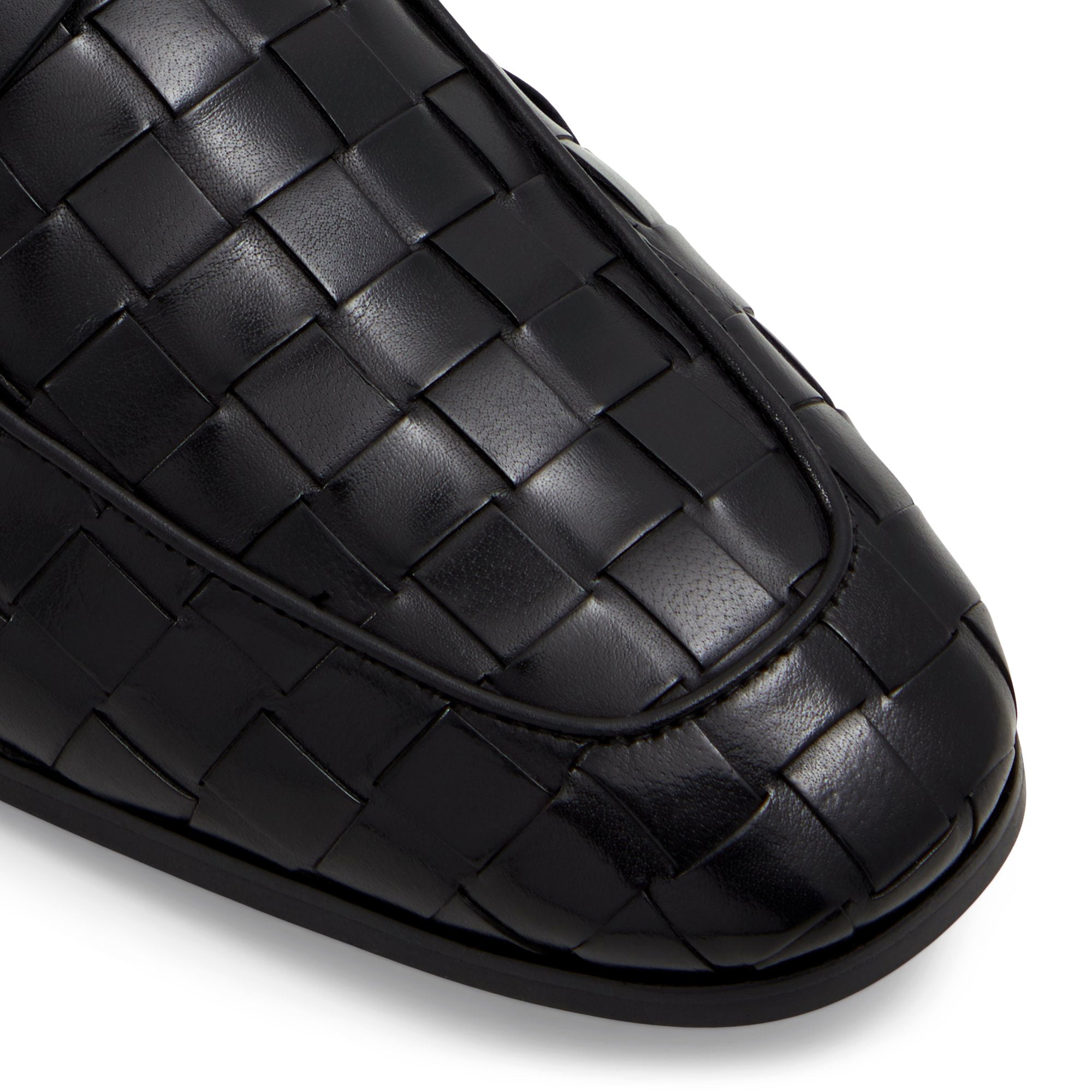 Black Braided Leather Loafers