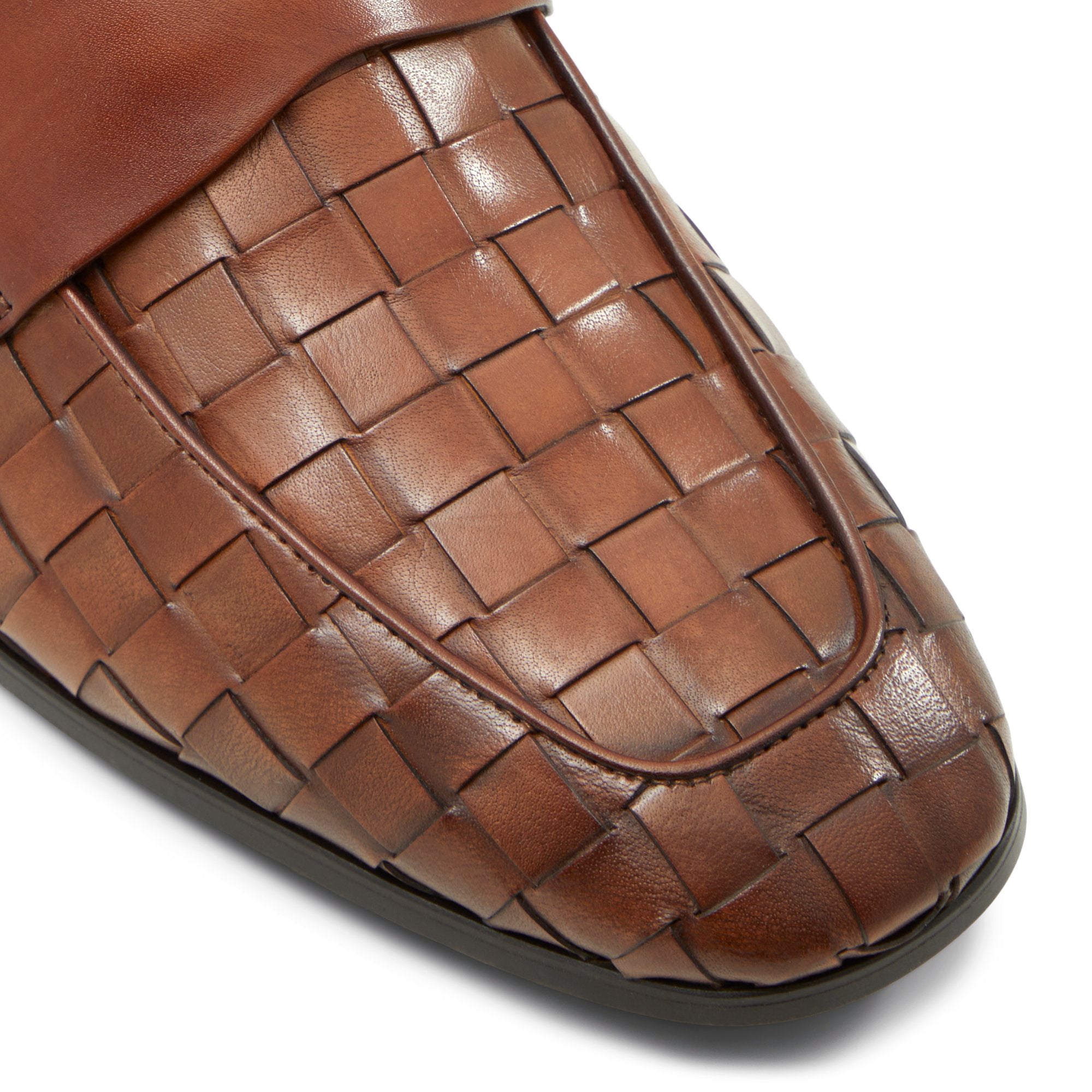 Cognac Woven Leather Loafers