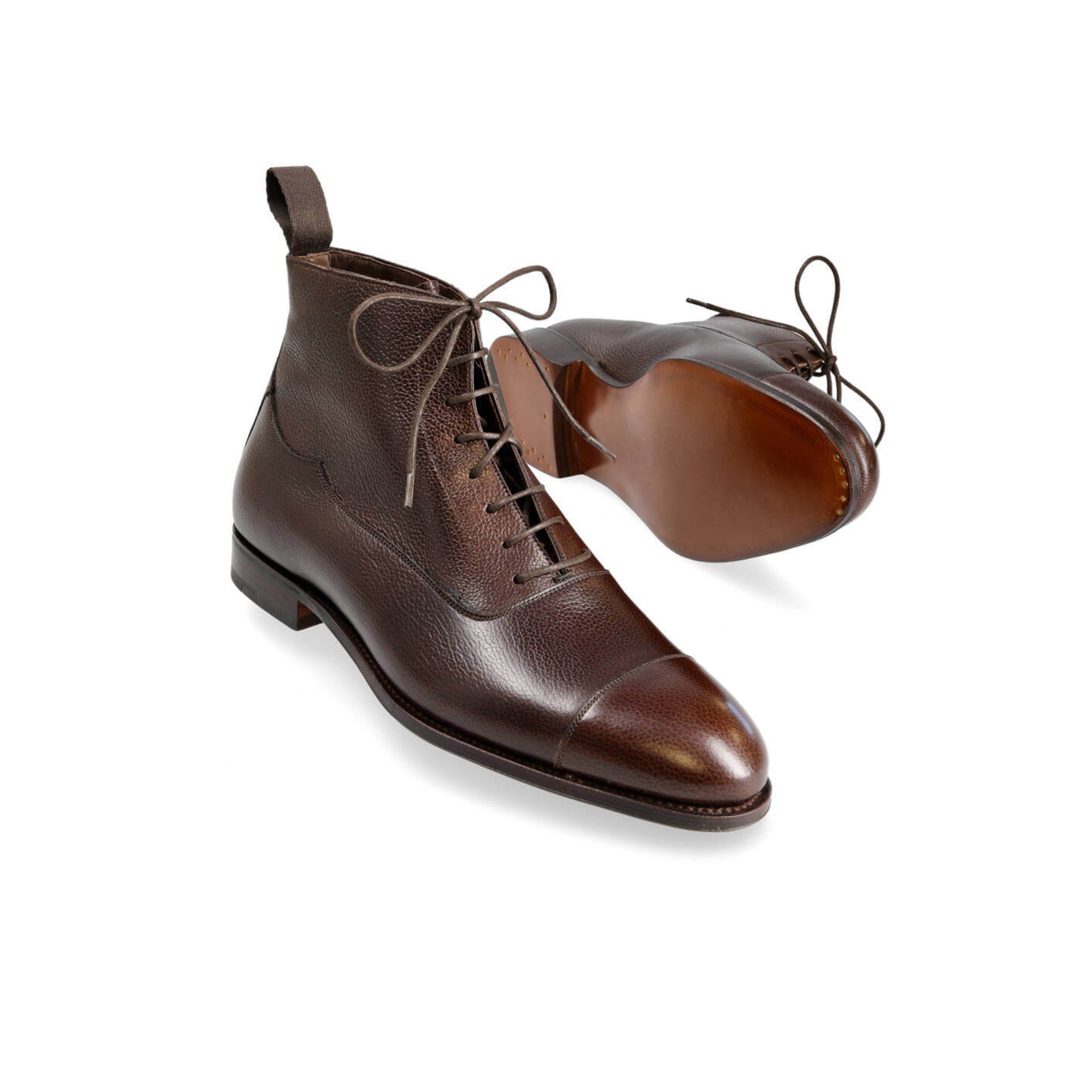 Coffee Captoe Lace-up High Ankle Boots