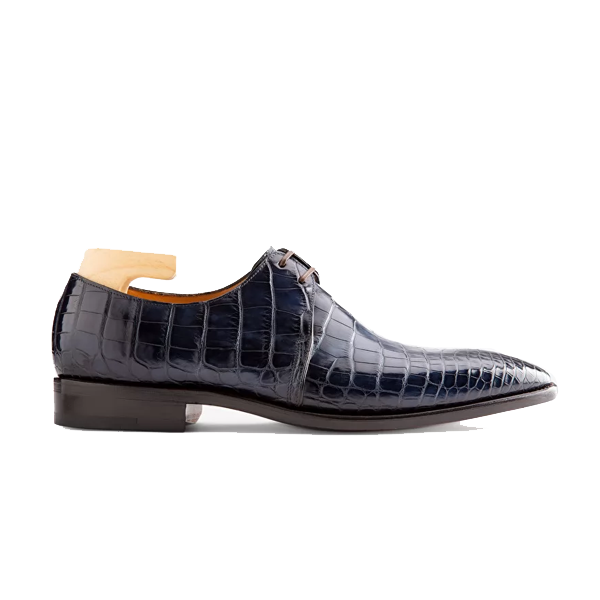 Derby Blucher Blue Italian Leather Shoes 590