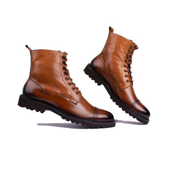 Derby High Ankle Shiny Brown Boots