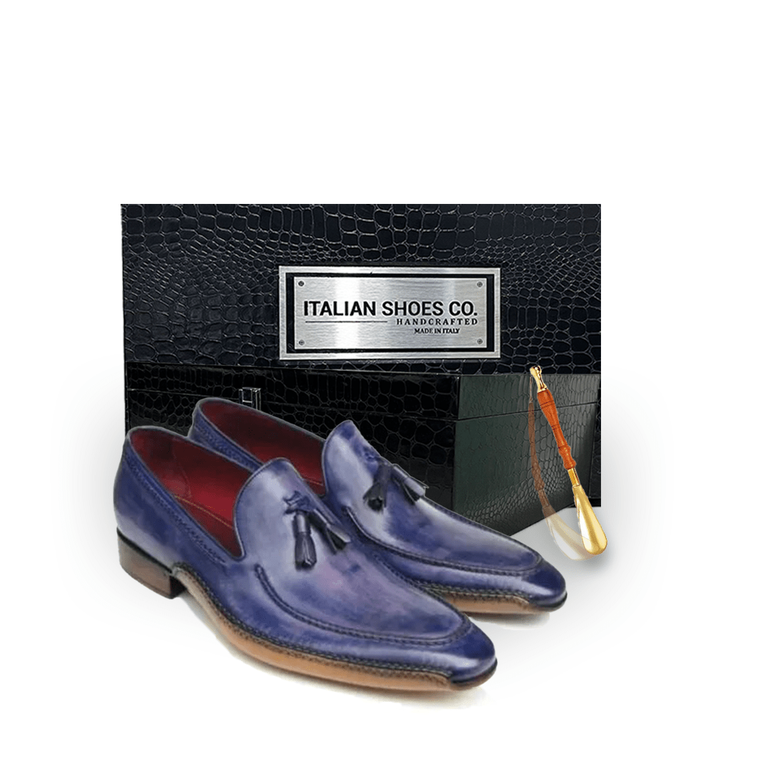 Tassel Leather Loafer in Blue