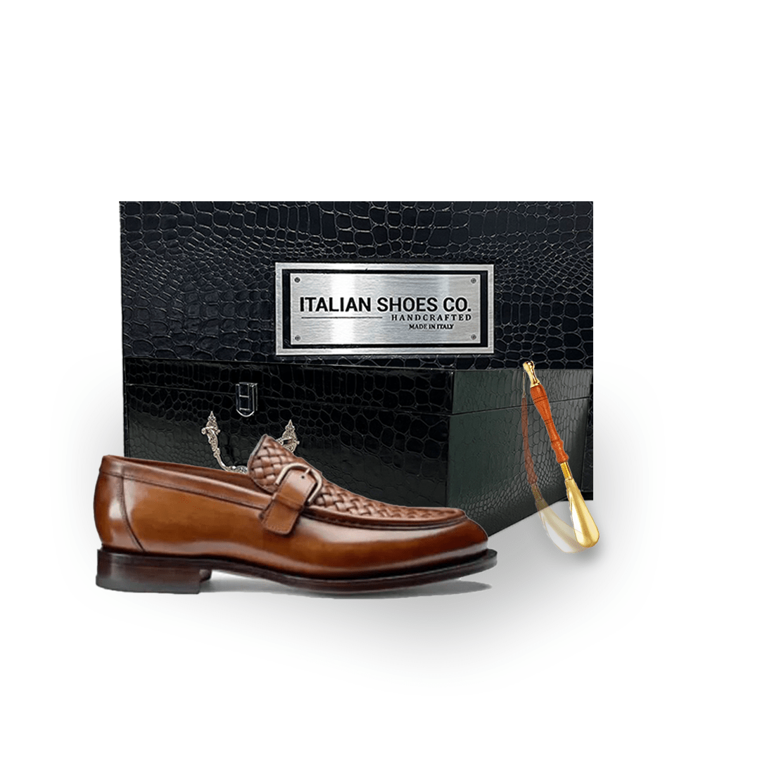 Single Buckle Light Brown Leather Hand Crafted Loafer