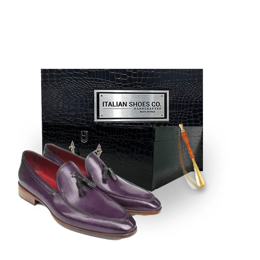 Tassel Loafer in Purple Leather