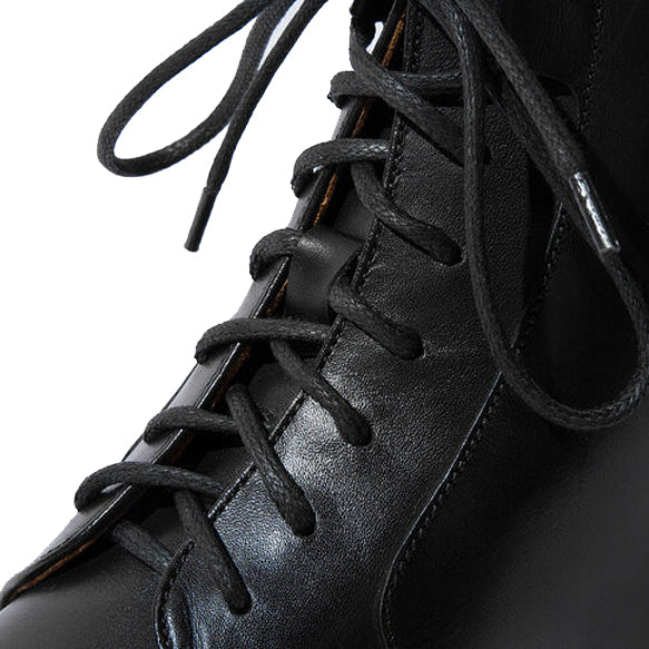 Derby Classy Black Leather High Ankle Boots