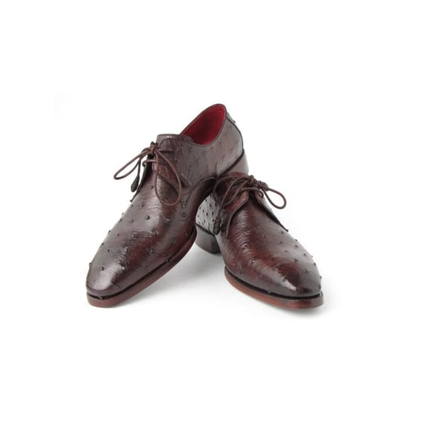 Derby Blucher Genuine Burgundy Leather Handmade Shoes