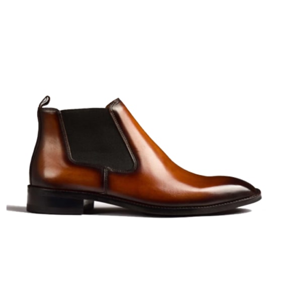 Classic Chelsea Round Toe Shiny Brown Boots