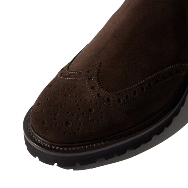 Wingtip High Ankle Dark Brown Suede Boots