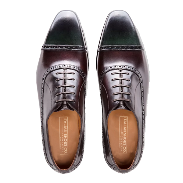 Oxford Classic Shoes with Toe Petrol Leather