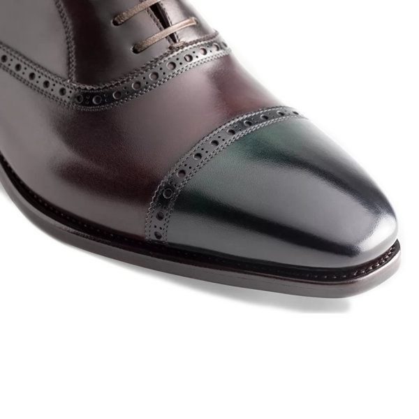 Oxford Classic Shoes with Toe Petrol Leather