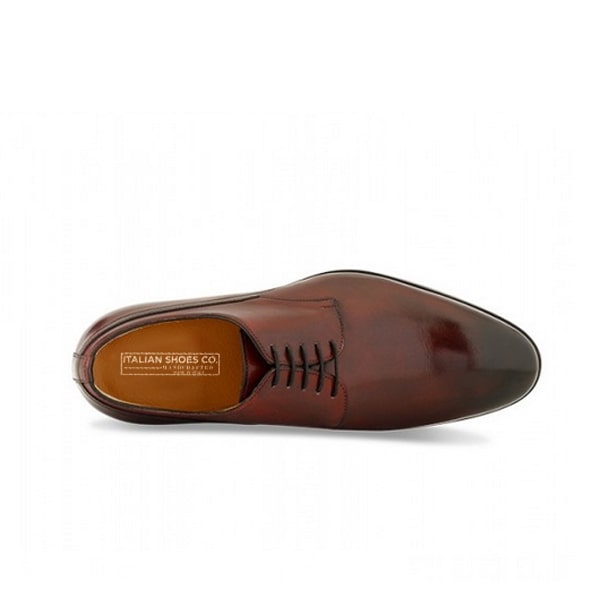 Derby Blucher Plain Toe Hand Crafted Burgundy Shoes
