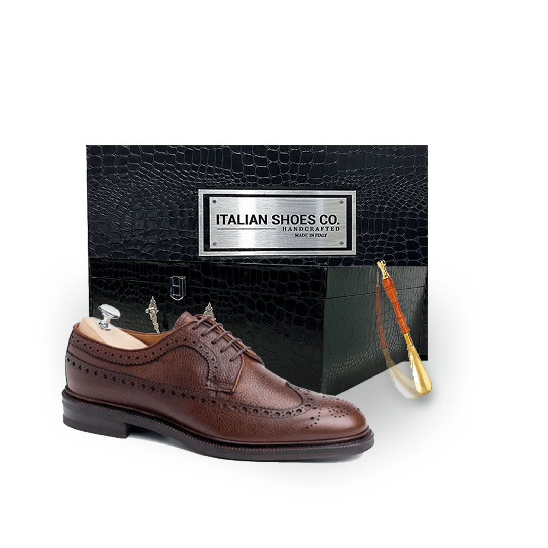 Wingtip Derby Dark Brown Leather Shoes