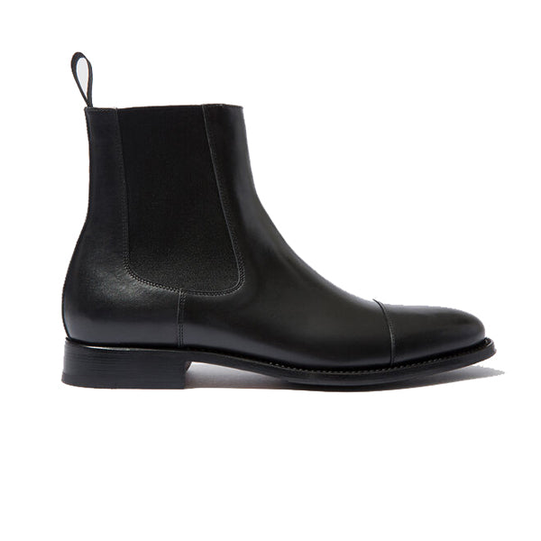 Classic Chelsea Captoe Black Leather Boots 647