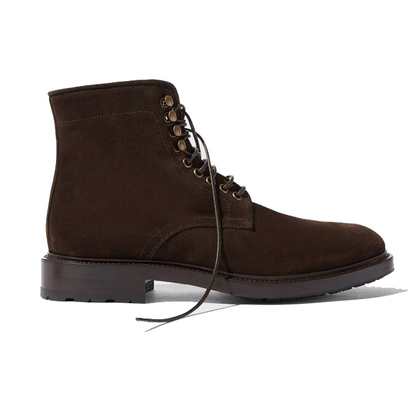 Derby High Ankle Dark Brown Coloured Suede Leather Boots 682