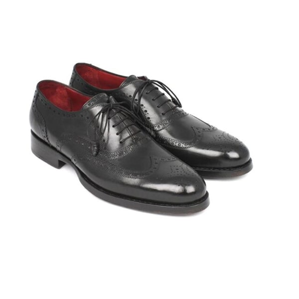 Wingtip Oxford Round Toe Black Italian Leather Shoes